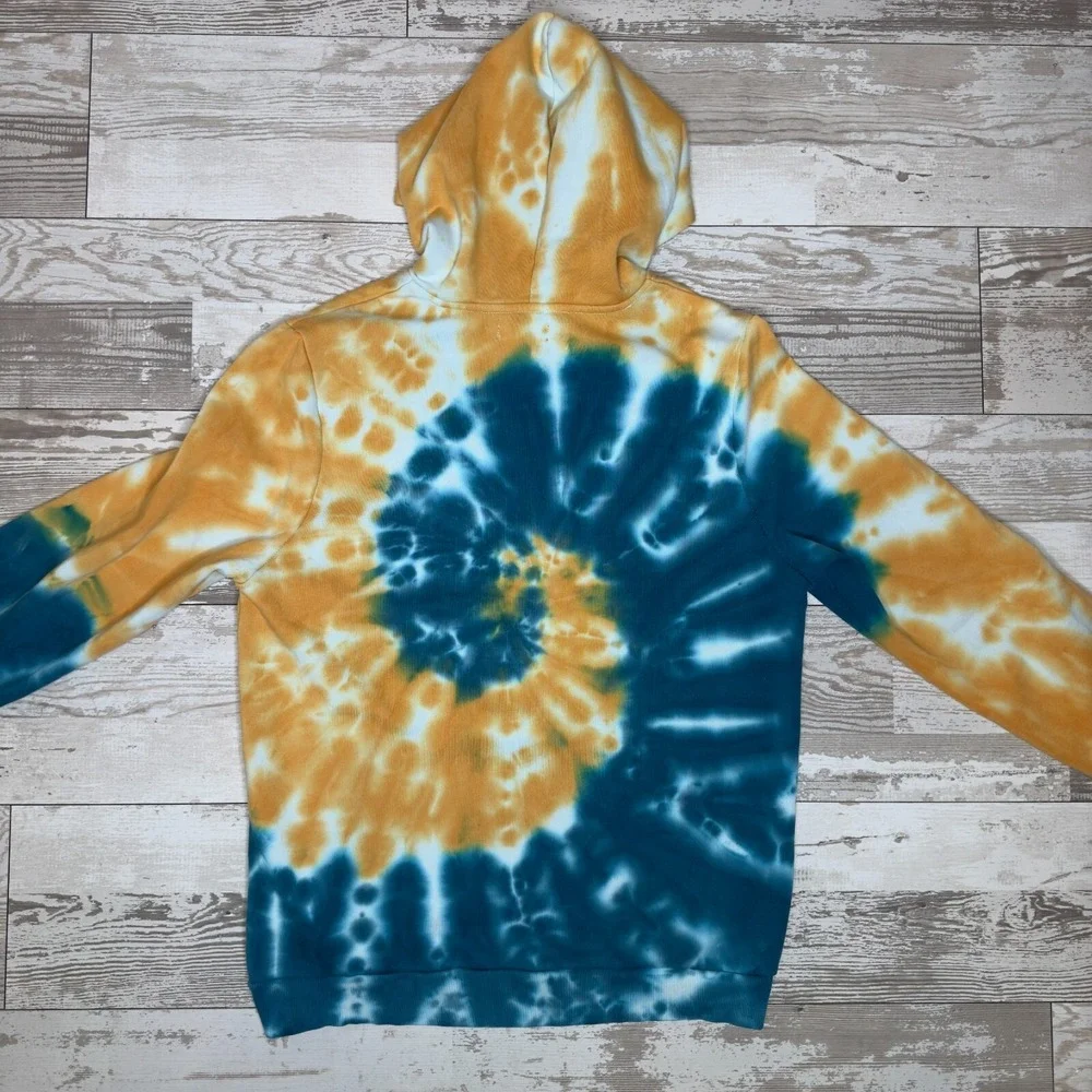 Guess Hoodie Mens Large Multi Tie Dye Fleece Lined Gorpcore Skater‎ Drawstring